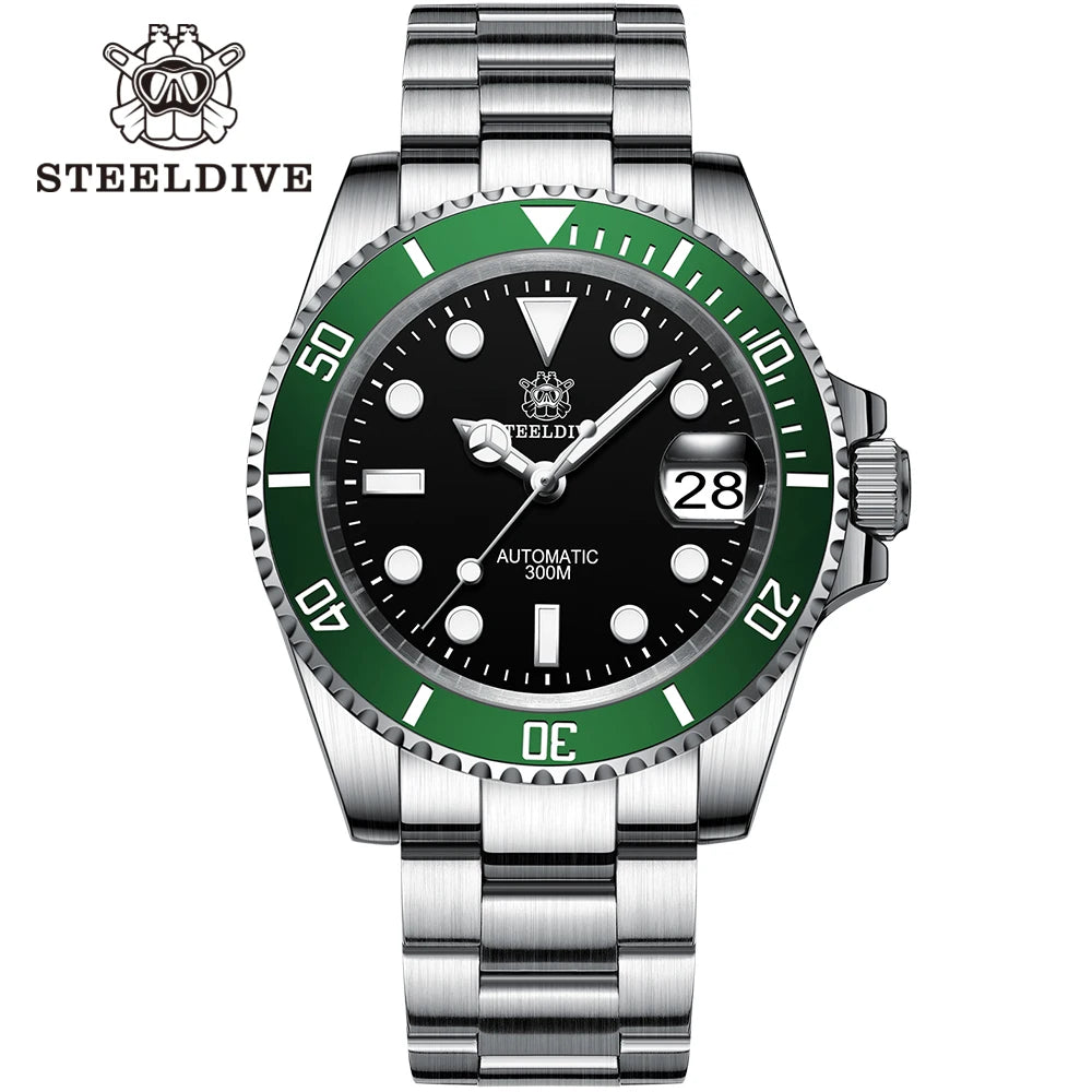 STEELDIVE SD1953 41MM clásico agua fantasma calendario lupa NH35 movimiento mecánico BGW9 superluminoso 30Bar reloj impermeable
