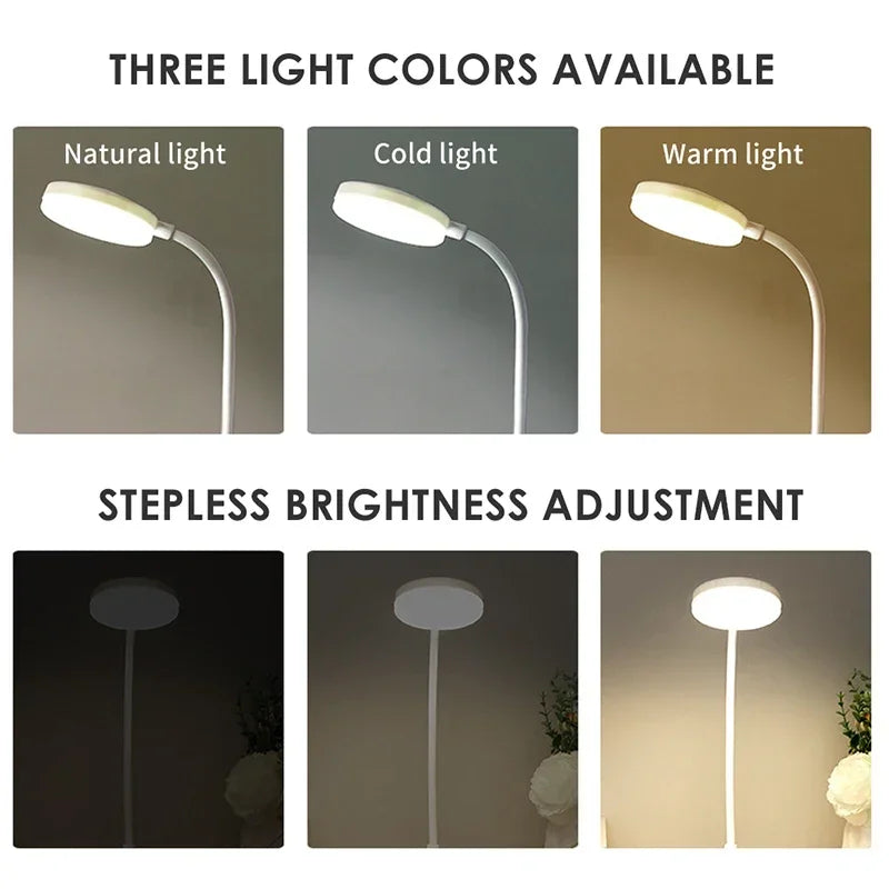 Lámpara de escritorio LED flexible con atenuador de 3 niveles, alimentada por USB, cuidado de los ojos, luz blanca cálida, perfecta para el hogar, la oficina, la lectura, el estudio