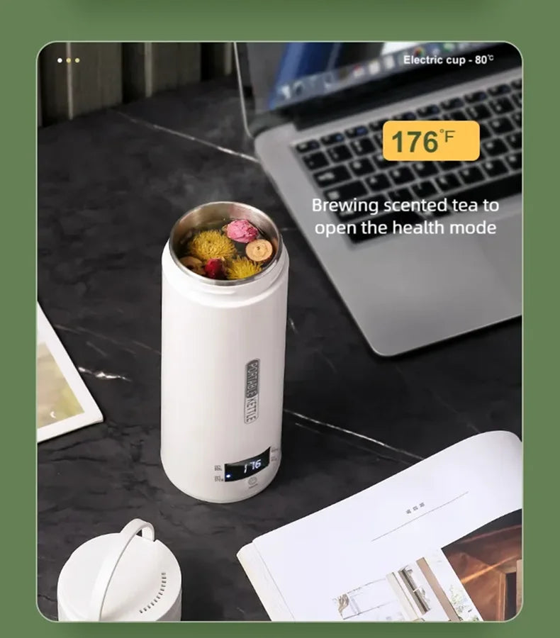 JFBONIN-hervidores eléctricos portátiles para té y café, hervidor de agua para hervir, taza térmica, botella de agua antiescaldaduras, menú en inglés