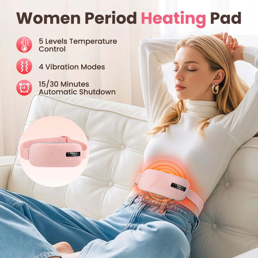 Almohadilla calefactora Menstrual, masajeador Abdominal eléctrico, cinturón de cintura calentado por vibración, cinturón calentador de útero USB para mujeres, cuidado de los períodos