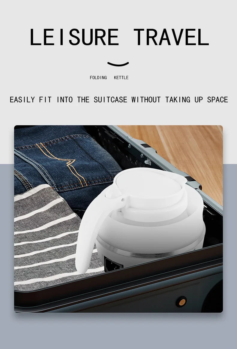 Mini termostato de Hervidor eléctrico plegable portátil para mantener el calor en casa, viajes, negocios, apagado automático, seguridad de acero inoxidable de silicona