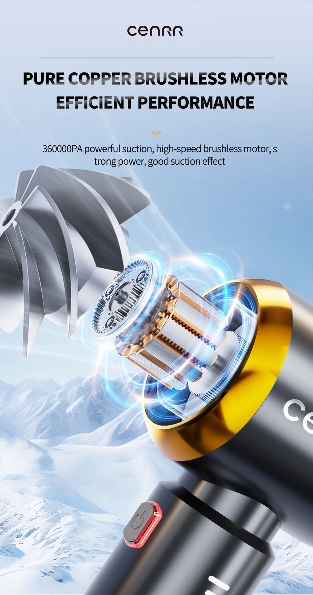 CENRR NUEVO Aspirador de Coche Mini Potente 998000 Aspiradora portátil PA para soplador de mano, limpiador de coche, electrodoméstico