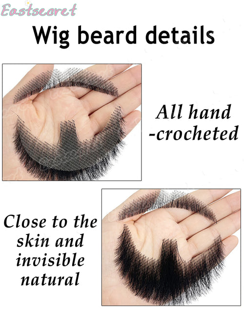 Bigote falso de barba de encaje sintético para hombres, bigote hecho a mano por pelo Real, Cosplay, encaje sintético, barbas invisibles