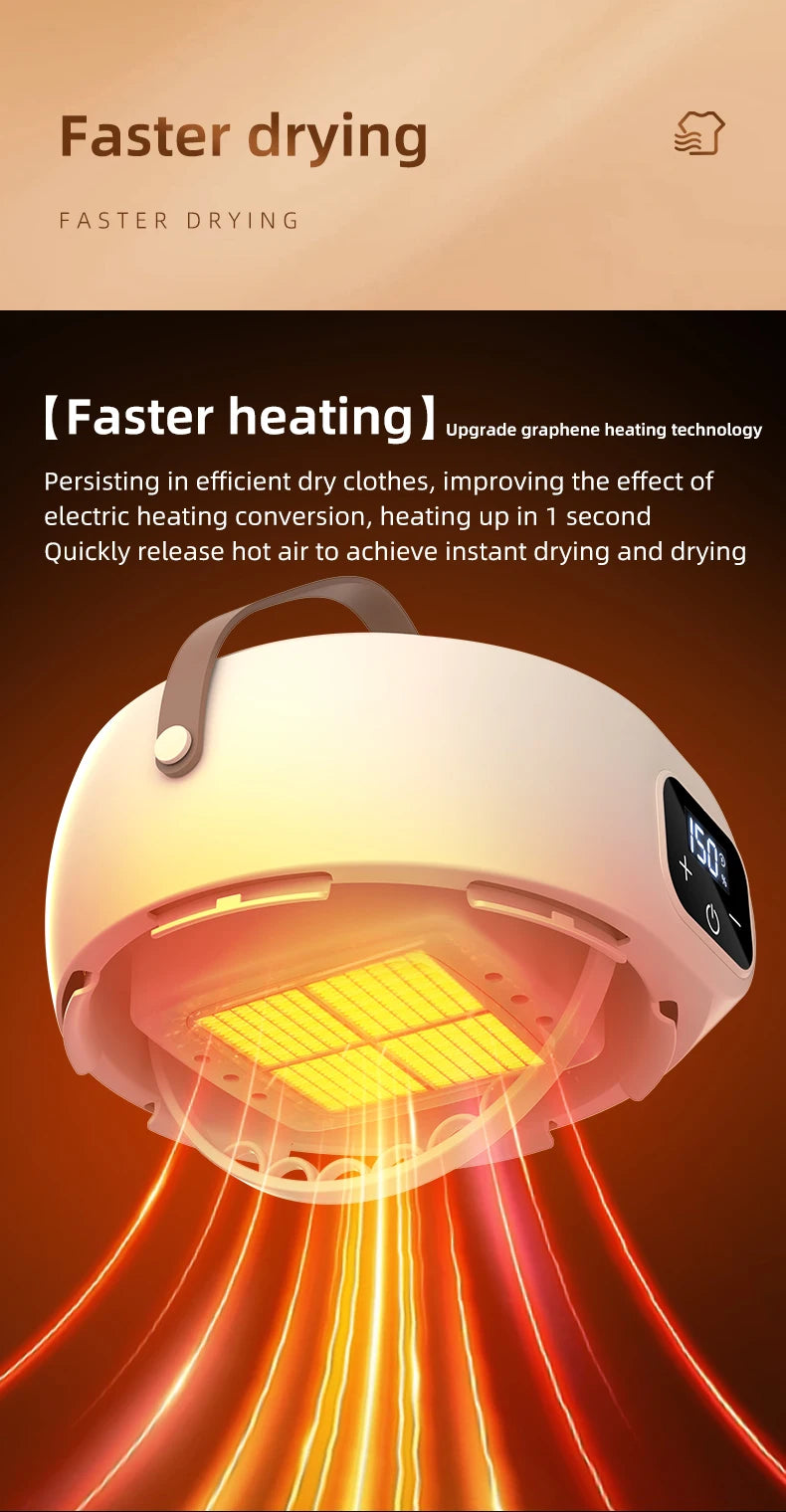 Secador eléctrico portátil, secador multifuncional, plegable, temporizado, secado rápido, bajo ruido, calefacción de aire caliente, cuidado de la ropa, Mini secador