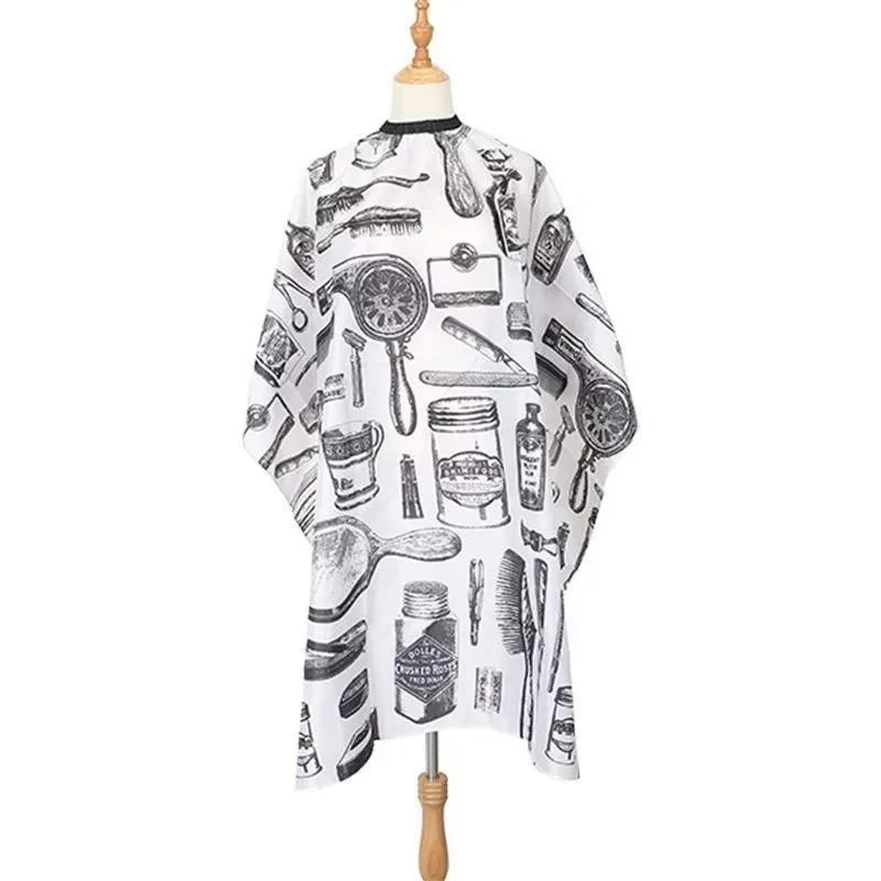 Set de Capa de Barbero y Cepillo para Cuello, Capa de Corte de Pelo Impermeable con Estampado Retro, Cepillo Suave para Limpiar el Cuello, para Peluquería y Uso Doméstico