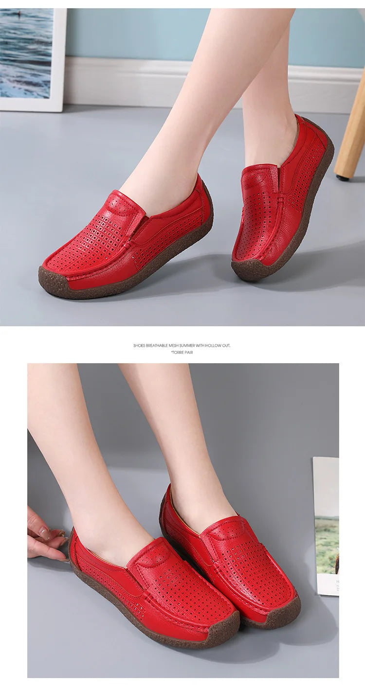 Zapatos informales De cuero genuino para Mujer, zapatillas De ocio, mocasines sin cordones De marca De lujo para Mujer, mocasines suaves para Mujer, Zapatos De Mujer