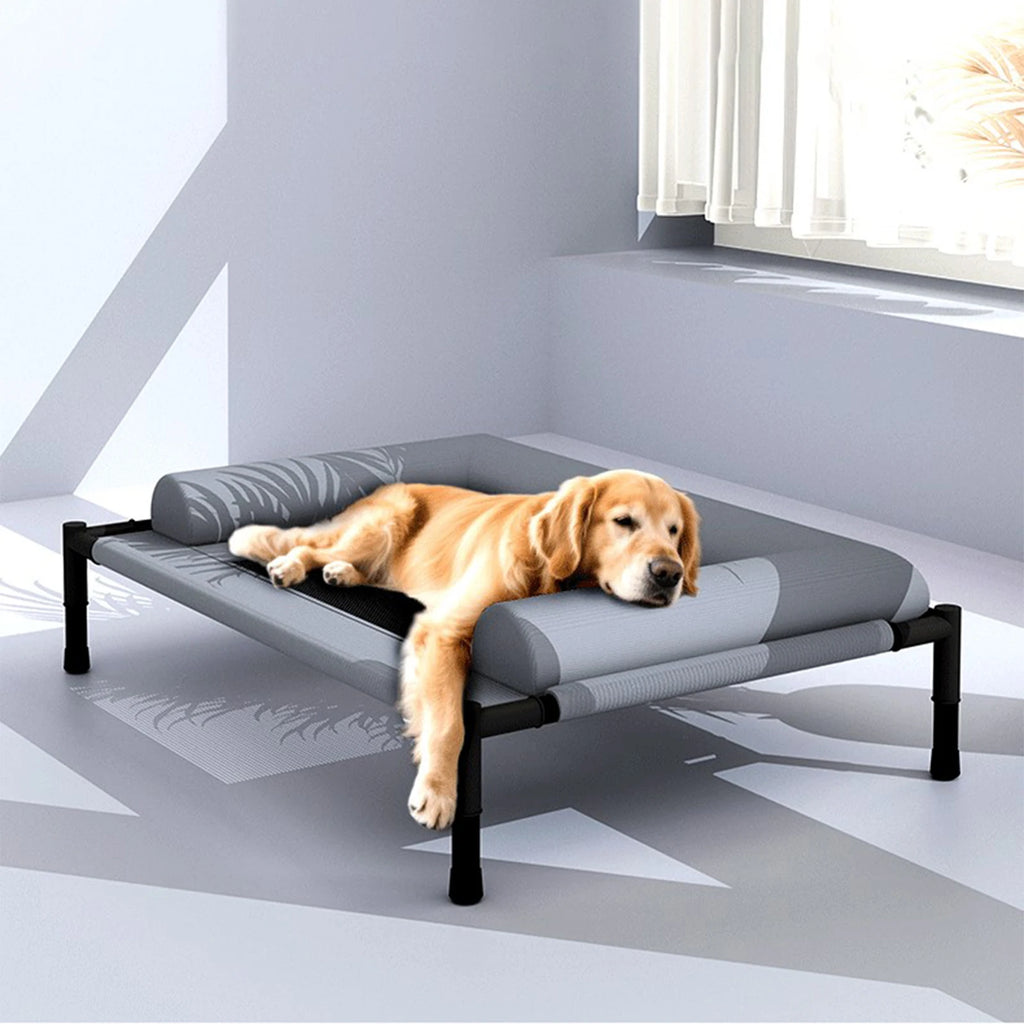 Muebles para mascotas, cama elevada de malla, transpirable con almohada, cama elevada para perros y gatos, extraíble, exterior, Camping, tren para tomar el sol, hogar, césped