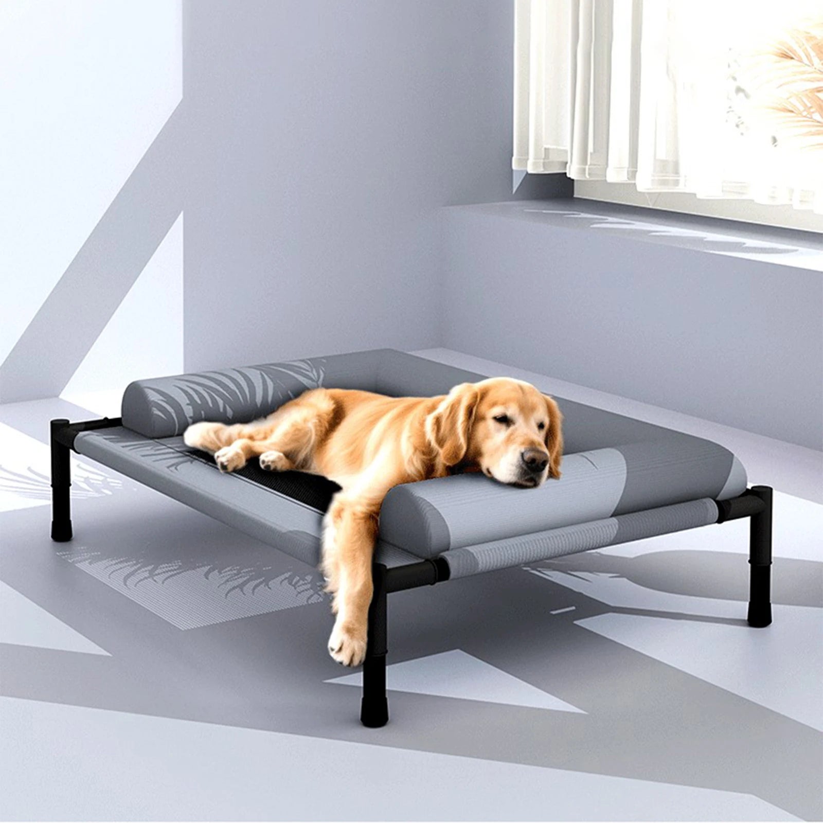 Muebles para mascotas, cama elevada de malla, transpirable con almohada, cama elevada para perros y gatos, extraíble, exterior, Camping, tren para tomar el sol, hogar, césped