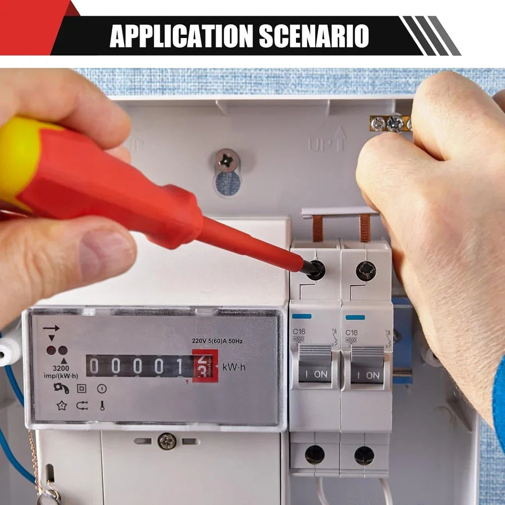 Juego de 10 Destornilladores Aislados VDE 500V, con Puntas Magnéticas Intercambiables y Estuche, para Electricistas Profesionales y Domésticos