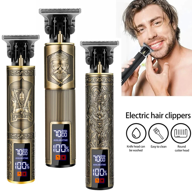 Afeitadora eléctrica Vintage T9, cortadora de pelo inalámbrica para peluquero, cortadora de pelo con carga USB, cortadora de pelo portátil adecuada para hombres