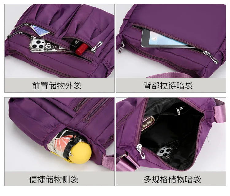 Bolso cruzado de nailon para mujer, bolso de hombro de gran capacidad, bolso femenino con múltiples bolsillos, bolso de compras de viaje para mujer, bolso de ocio