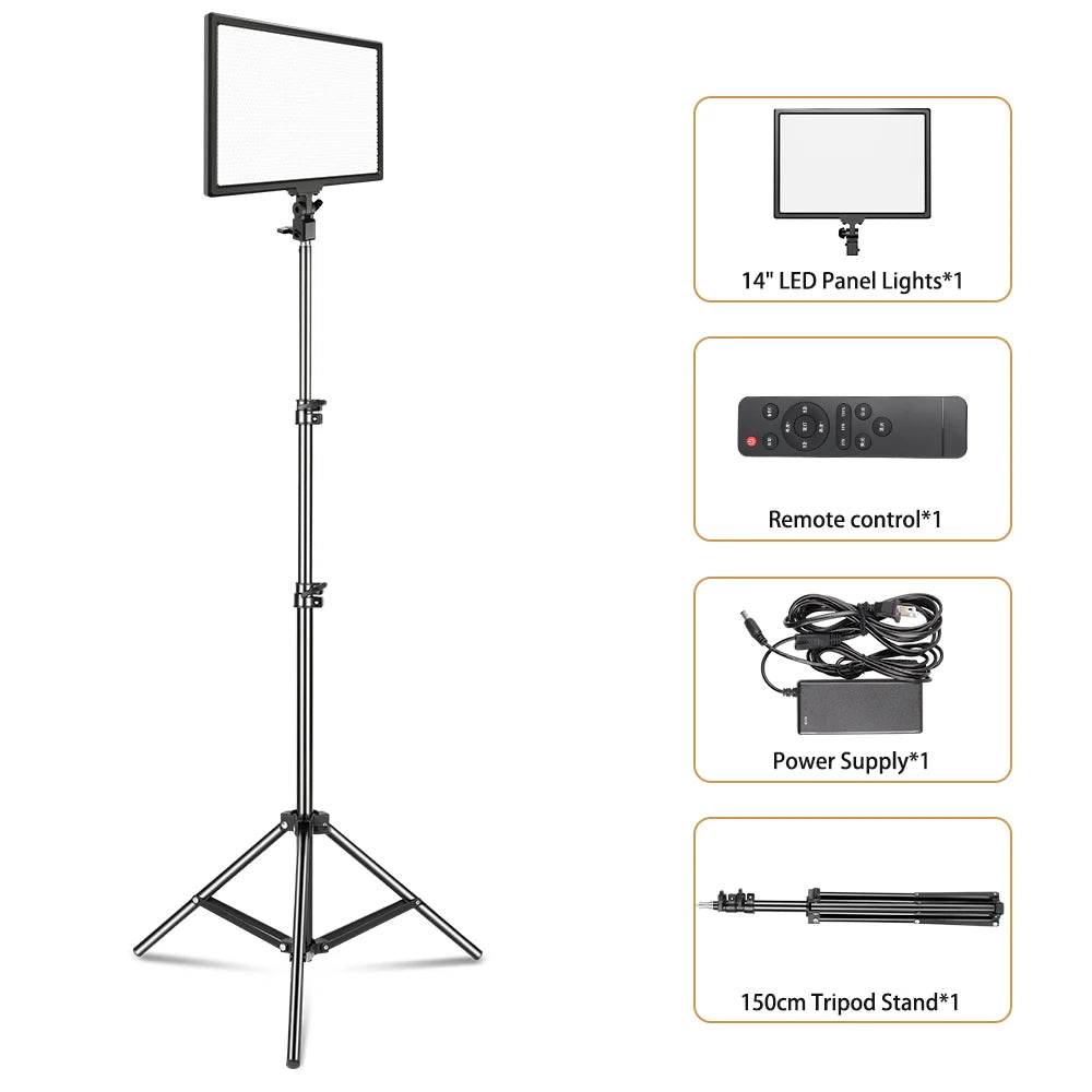 Panel de luz LED potente SH 45W, pantalla LCD de tres colores, lámpara de atenuación continua 1-100% para estudio fotográfico, grabación de vídeo profesional