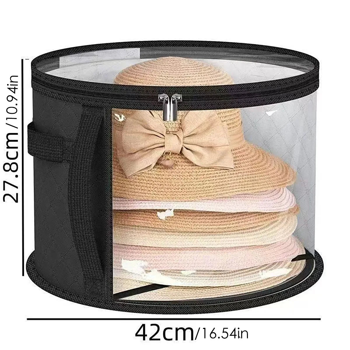 Caja de Almacenamiento Plegable Grande para Sombreros, Bolsa Transparente a Prueba de Polvo, Bolsa Portátil para Guardar Sombreros de Playa, Bolsa para Sombreros de Ala Redonda de Mezclilla