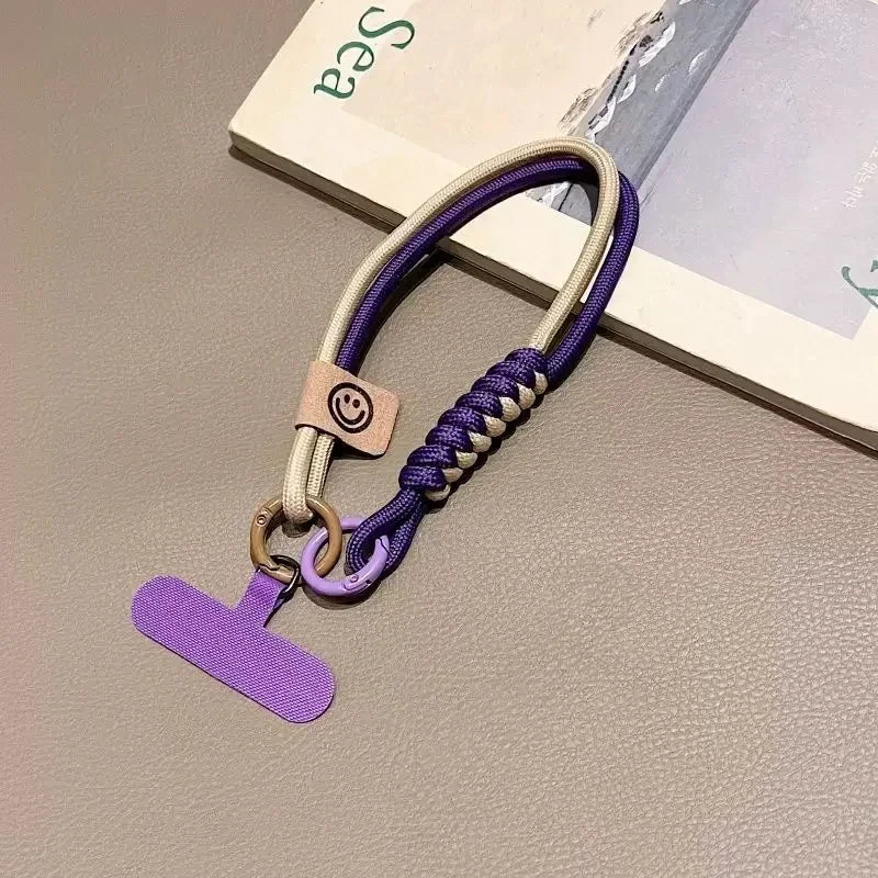 Cordón de teléfono tejido contrastante de estilo británico INS, funda de teléfono corta de mano a la moda, cuerda para muñeca, colgante para equipaje de muñeca, cuerda colgante