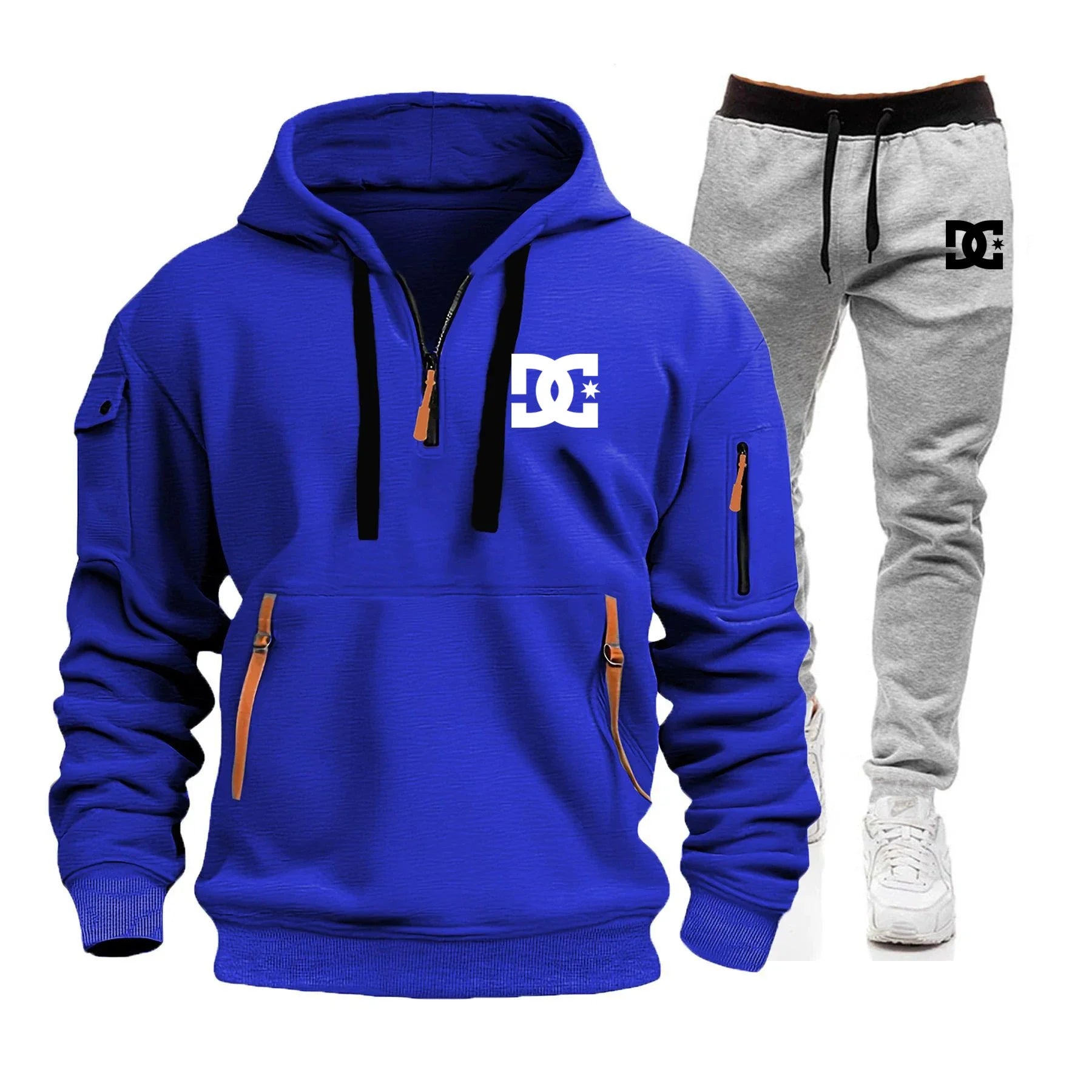 2025 Nuevo conjunto informal de otoño e invierno para hombre, sudadera con capucha y pantalones para correr para hombre al aire libre a la moda, conjunto de 2 piezas