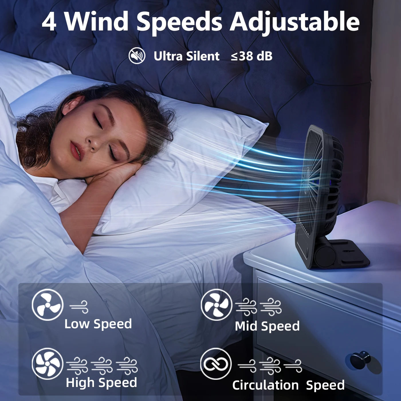 Potente ventilador de pared para inodoro Eary, recargable por Usb con ventilador de refrigeración magnético de viento de 1200mAh y 3 velocidades, ventilador de ventilación portátil para el hogar