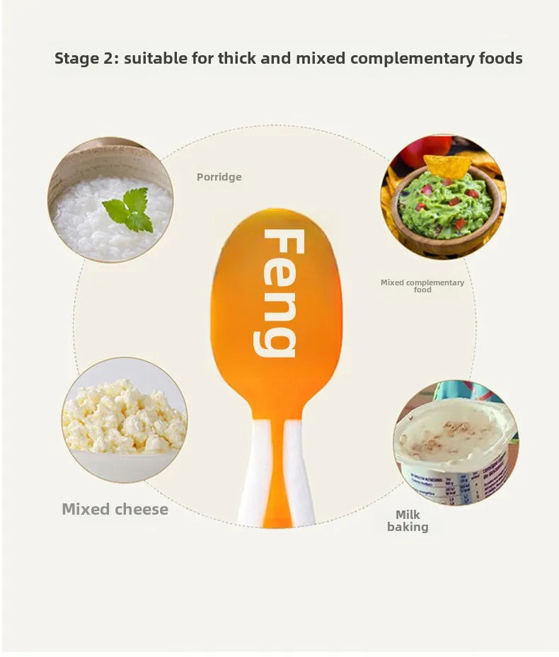 Cuchara de alimentación de bebé, cuchara de pasta de arroz, comida y entrenamiento perfectos para bebés, silicona de calidad alimentaria, cuchara de silicona sin BPA, 2 uds.
