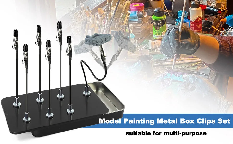Rafford 12 piezas de palos de clip de cocodrilo de pintura de modelo flexible puntas de goma + base magnética de metal - para aerógrafo, piezas de modelo de hobby
