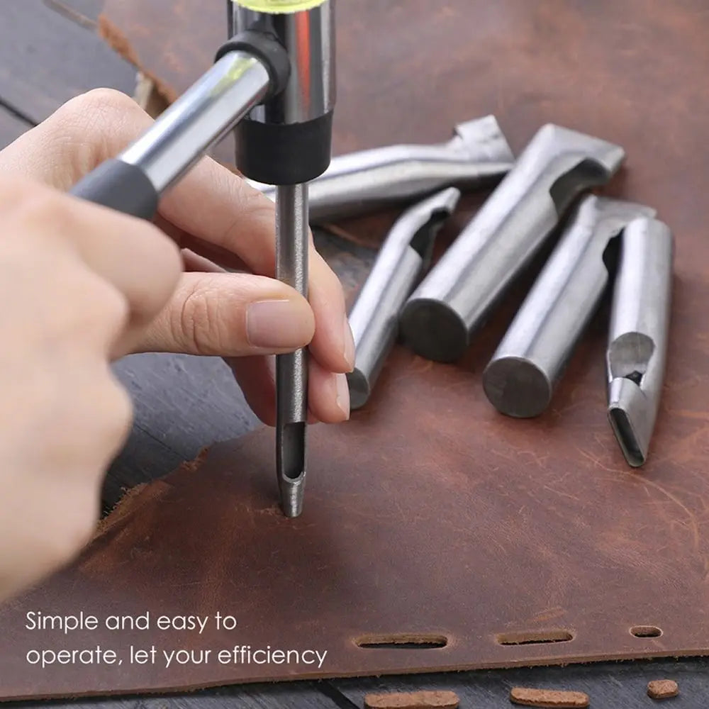 1 ud. Nuevo perforador de cuero para cinturones, herramienta DIY, perforador de agujeros huecos, ovalados, elípticos, de acero para manualidades