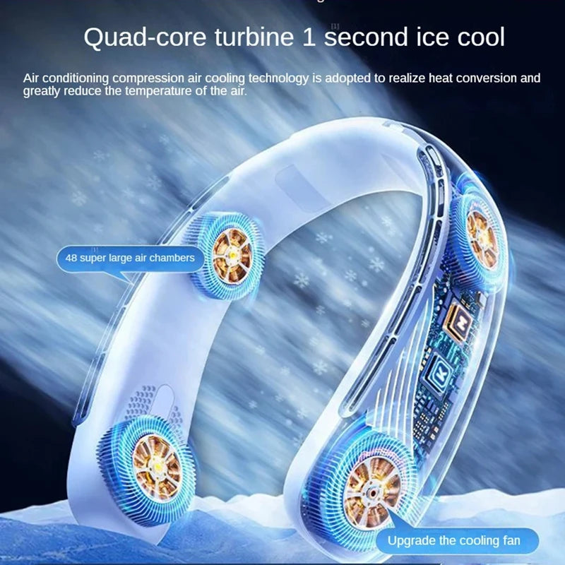 Nuevo ventilador de cuello portátil de 15000mAh pantalla Digital inteligente USB recargable al aire libre ventilador de cuello de enfriamiento silencioso sin aspas para verano