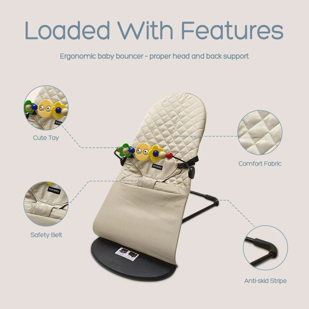 AnGku-silla mecedora para bebé con 3 ajustes de altura, silla portátil para recién nacido, columpio plegable, juguetes para bebé de 0 a 12 meses