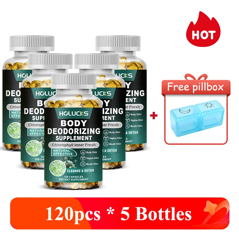 Cápsulas de Clorofila Natural, Suplemento para Desintoxicación Interna, Desodorante Corporal, Promueve el Bienestar Digestivo y de la Piel