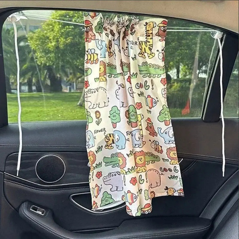 Cortina con ventosa en la ventana del coche, cubierta parasol con dibujos animados, parasol Universal para ventana lateral, protección UV para chico, bebé y niño