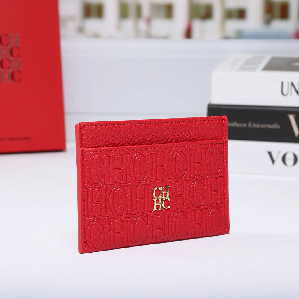 Cartera Clásica de Moda para Hombre y Mujer, Diseño de Letras con Textura Genuina, Clip para Tarjetas, Empaque Simple CH