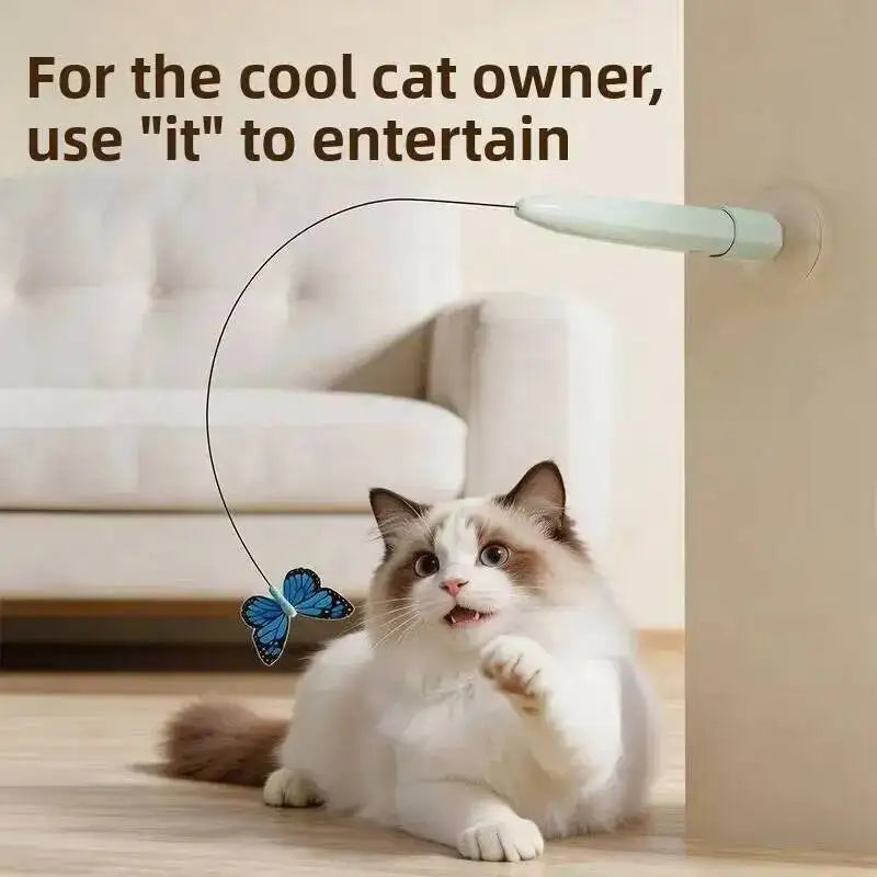 Juguete Eléctrico de Gato con Mariposa Voladora, Juguete Automático Interactivo para Gatitos, para Divertirse, Hacer Ejercicio y Jugar