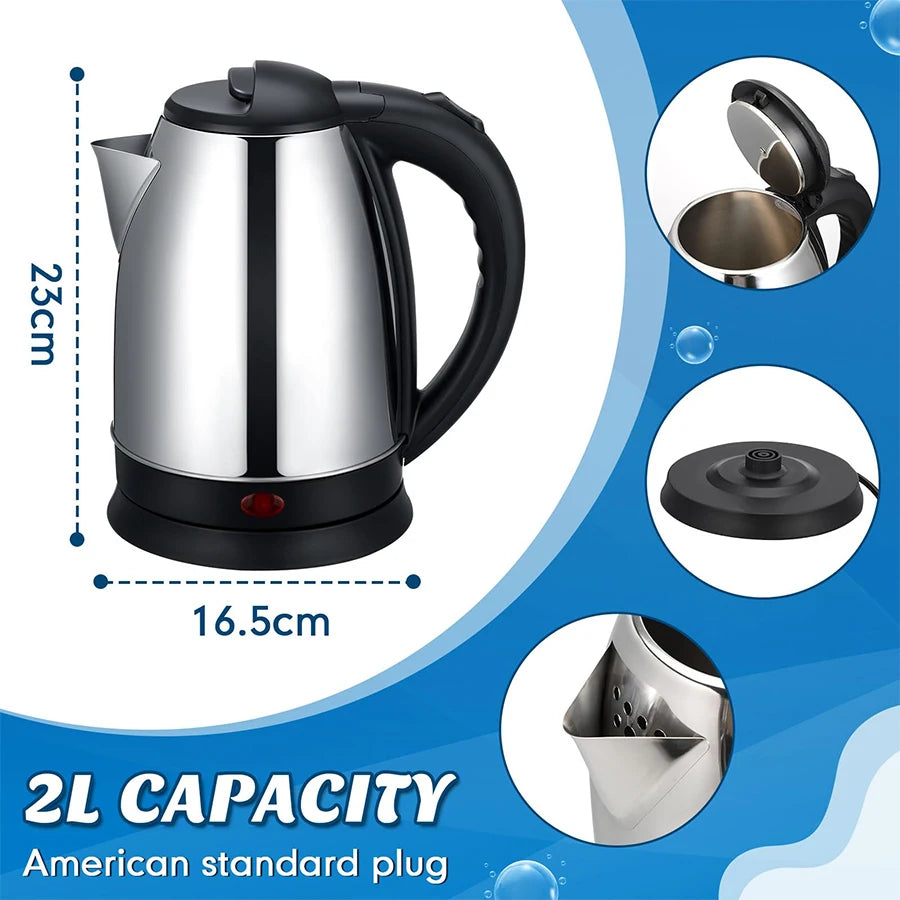 1.8-Liter Electric Water Kettle, Large Capacity 1.8L Stainless Steel Electric Kettle for Home Use, High Power Electric Water Boiler for Rapid Boiling. Food-Grade Material for Peace of Mind.