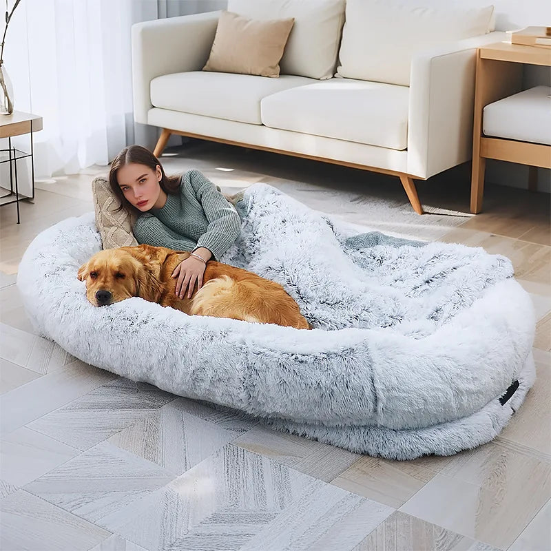 Cama gigante para perros para humanos, cama de esponja de felpa para humanos y perros, colchón informal tanto para humanos como perros.