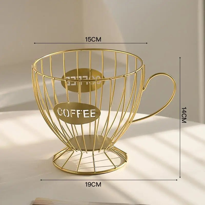 ♥ Soporte para Cápsulas de Café de Metal en Forma de Copa (Dorado/Negro) - Estante de Almacenamiento de Alambre para Cápsulas Nespresso, Organizador de Encimera de Cocina