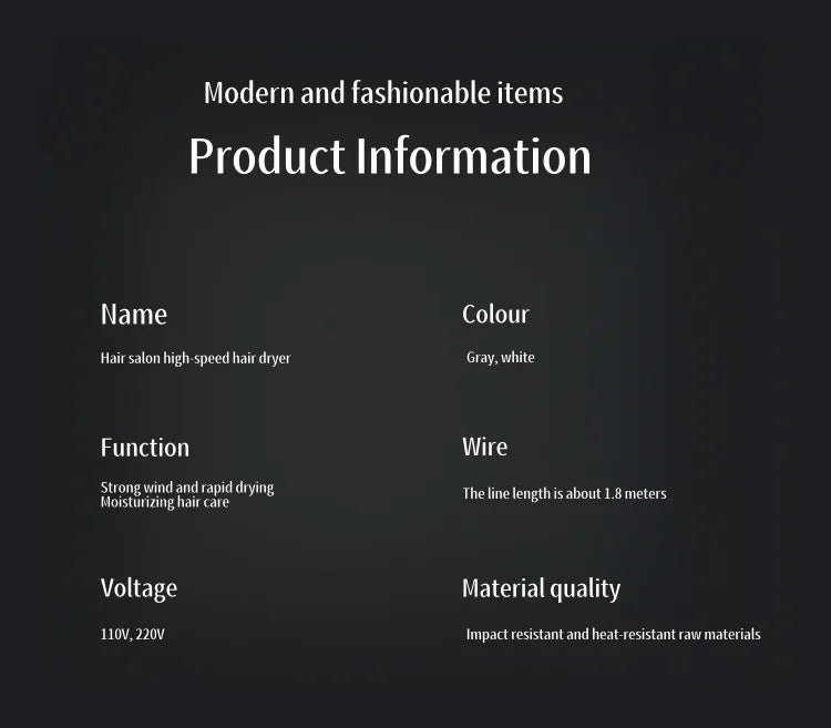 Secador de Pelo de Alta Velocidad de 110000 RPM con Luz Azul 3D de Iones Negativos, Cuidado del Cabello, Silencioso, Difusor para el Hogar y Salón de Belleza, 220V