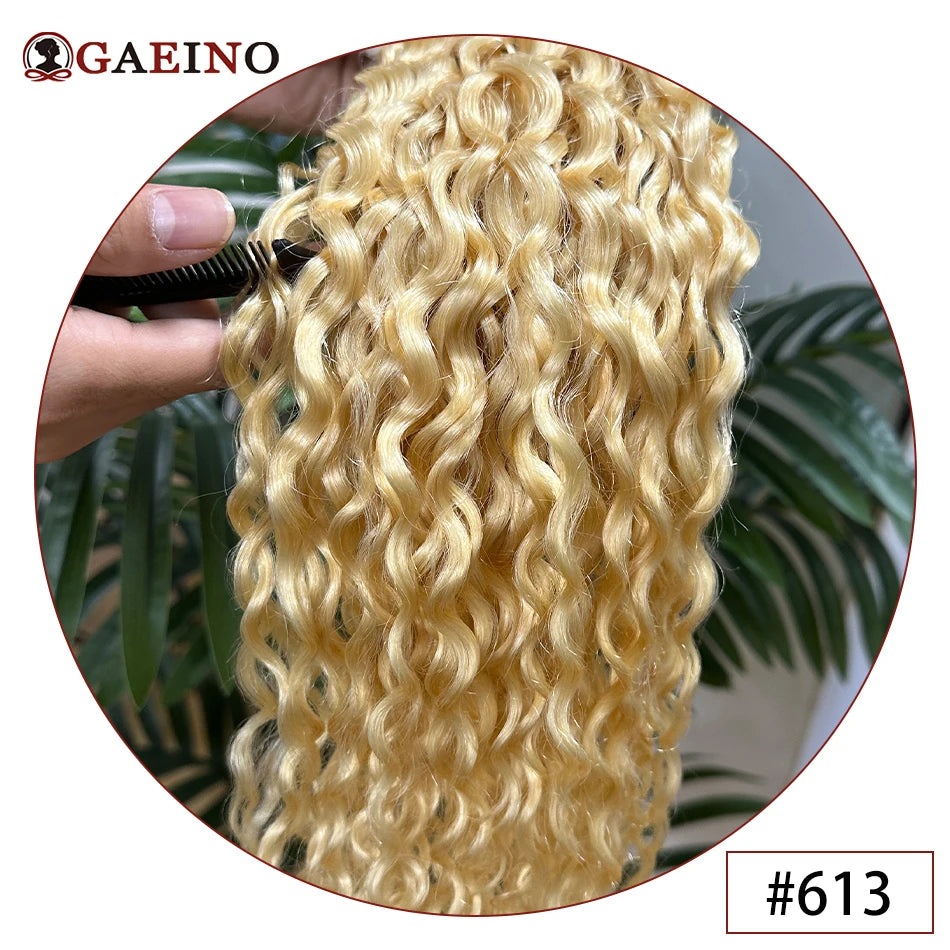 Cinta de onda de agua en extensión de cabello humano, cinta de trama de piel de cabello brasileño en cabello humano rizado, Color negro, marrón y Rubio, 20 piezas por juego