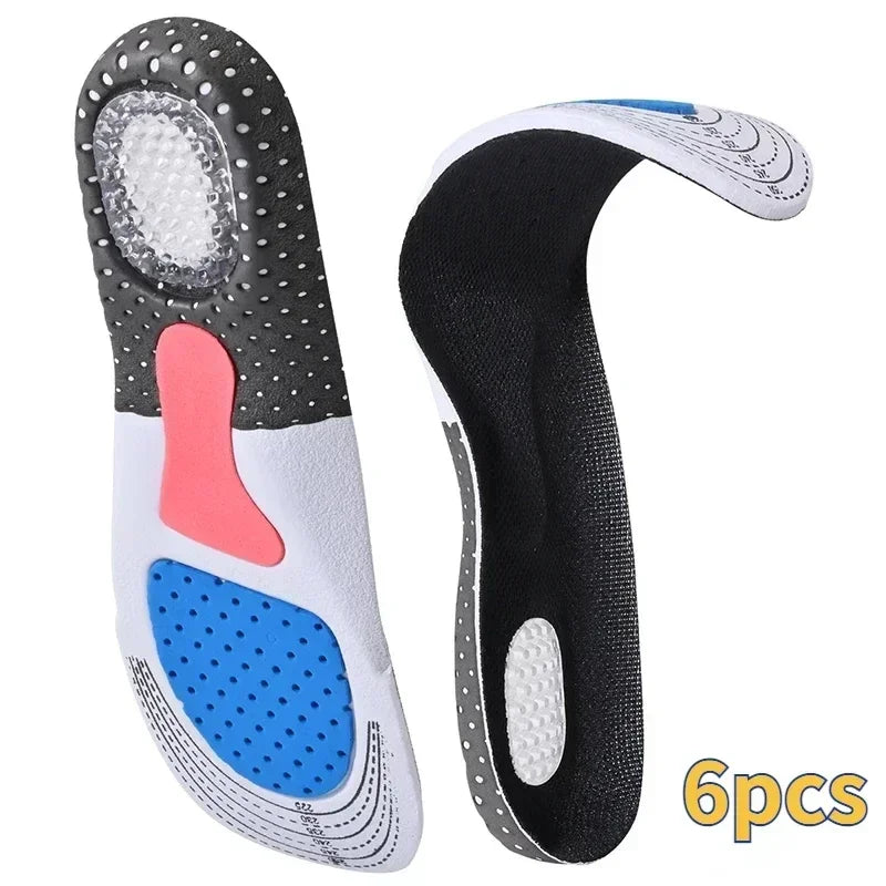 Plantillas ortopédicas para pies, soporte para arco, fascitis Plantar, plantilla ortopédica de silicona que absorbe los golpes, cojín suave para correr, 6 uds.