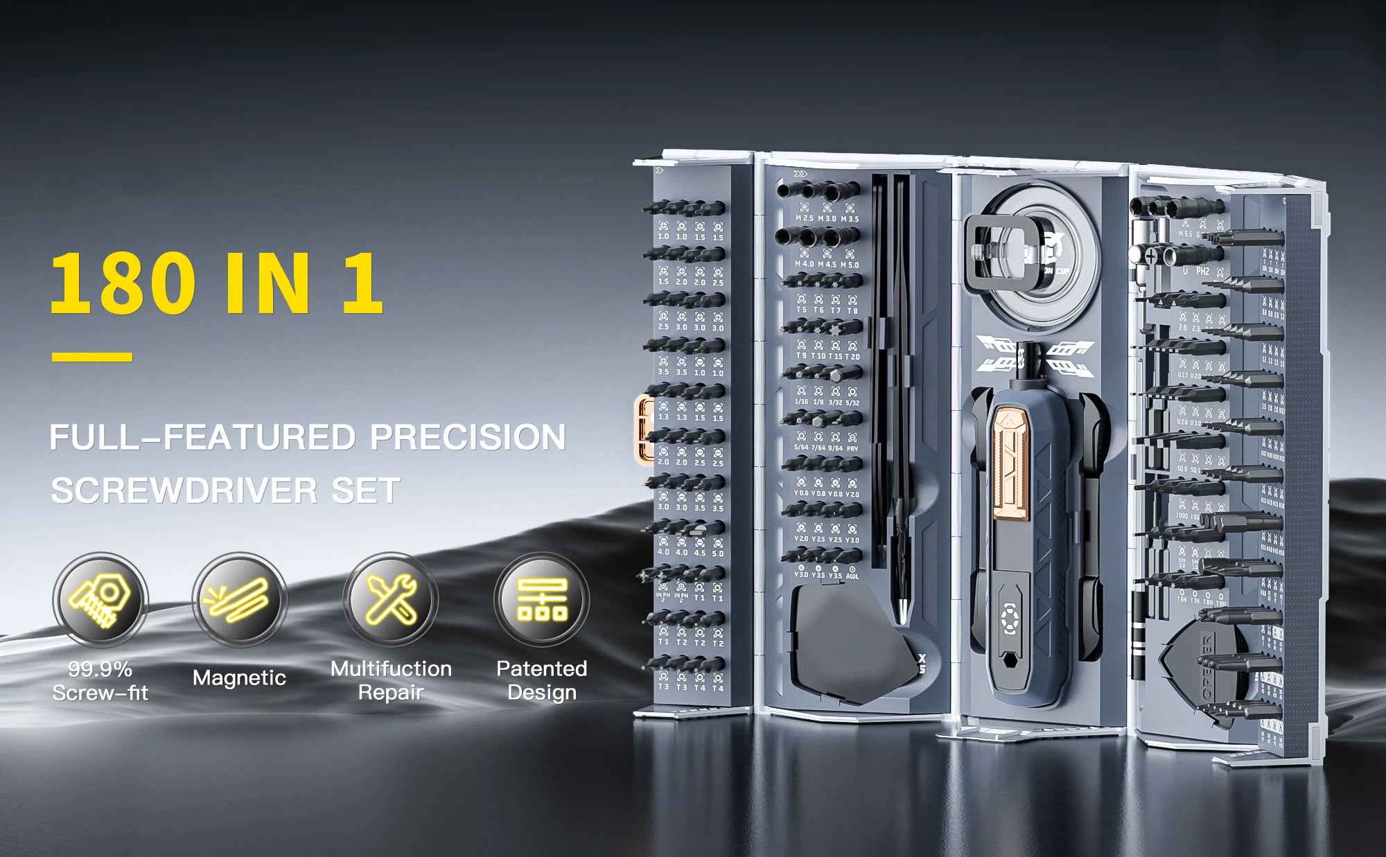 Juego de destornilladores de precisión 180 en 1, brocas magnéticas, herramientas profesionales de reparación manual para gafas de reloj iPhone con caja de almacenamiento