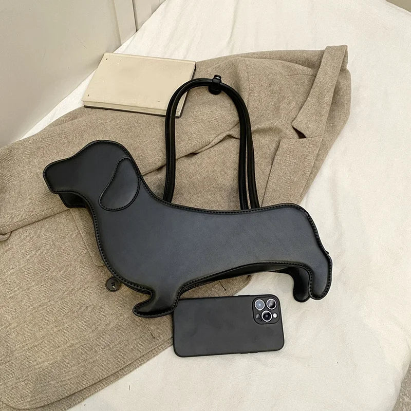 Bolso de hombro tridimensional de perro salchicha, bolso Retro de cuero PU con diseño de bolso para axila para mujer, bolso de viaje de tendencia