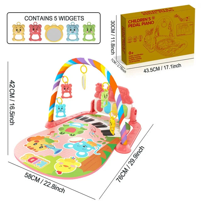 Alfombra de gimnasio para actividades musicales para bebé, alfombra para recién nacido, Pedal, teclado de Piano, estante de Fitness infantil, tapete para gatear, juguetes de regalo