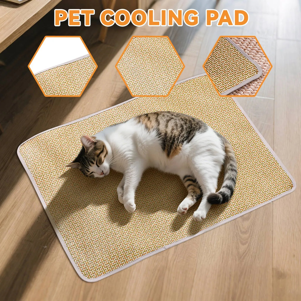 Almohadilla de Gel refrescante de verano para perros y gatos, estera antideslizante para mascotas, ropa de cama de bambú lavable con alivio del calor, uso interior y exterior