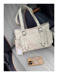 Bolso de mano con tachuelas Vintage para chica, bolso de hombro de gran capacidad con textura de cuero para mujer, bolso cruzado de viaje de estética Y2k