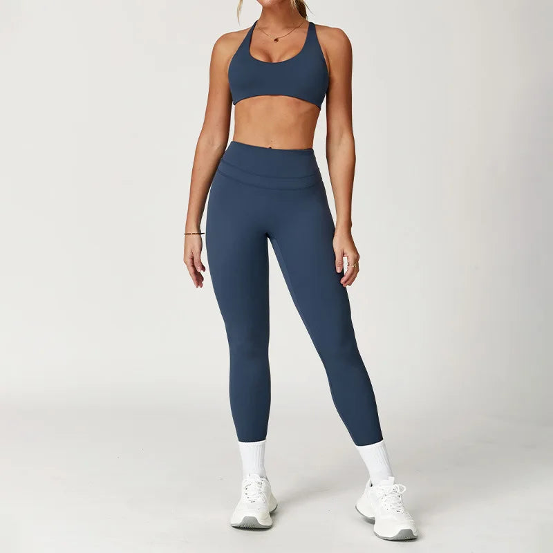 Ropa deportiva de 2 piezas para mujer, conjunto de Yoga, ropa de gimnasio, ropa deportiva, trajes de Yoga, conjunto de Fitness, chándales, Sujetador deportivo, mallas de cintura alta para gimnasio