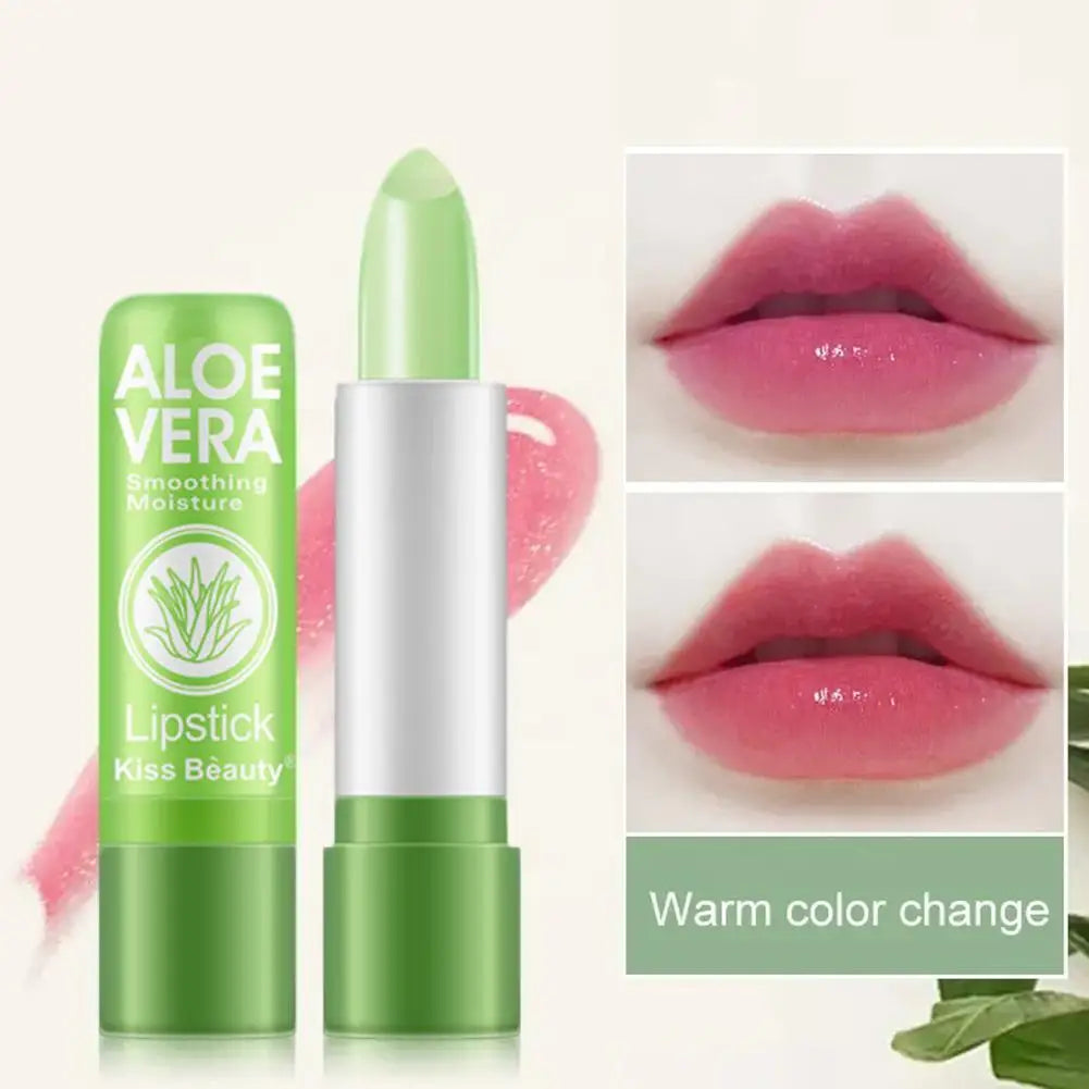 Bálsamo labial de Aloe Vera que cambia de Color, bálsamo labial hidratante duradero, resistente al agua, cambia de temperatura, 1 unidad