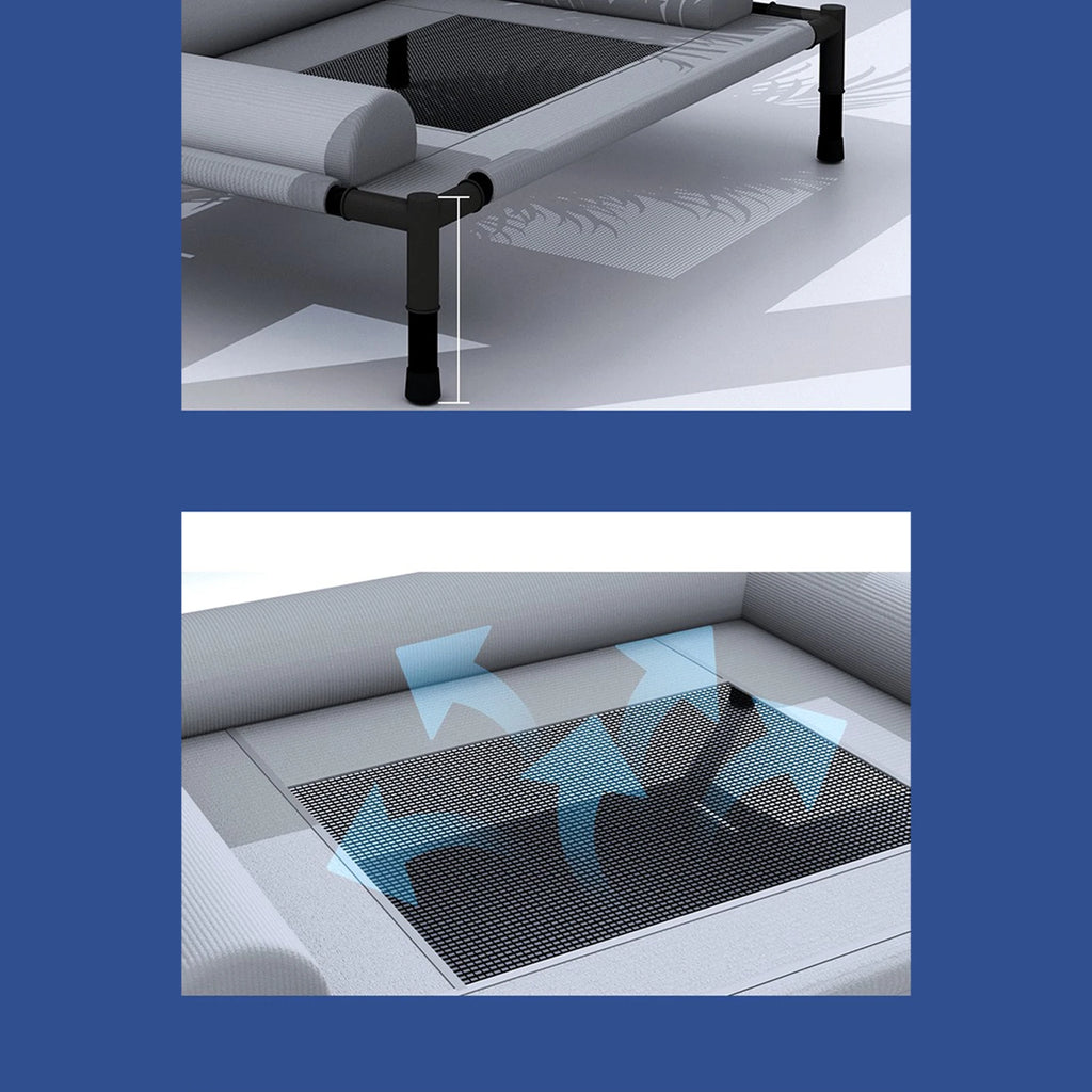Muebles para mascotas, cama elevada de malla, transpirable con almohada, cama elevada para perros y gatos, extraíble, exterior, Camping, tren para tomar el sol, hogar, césped