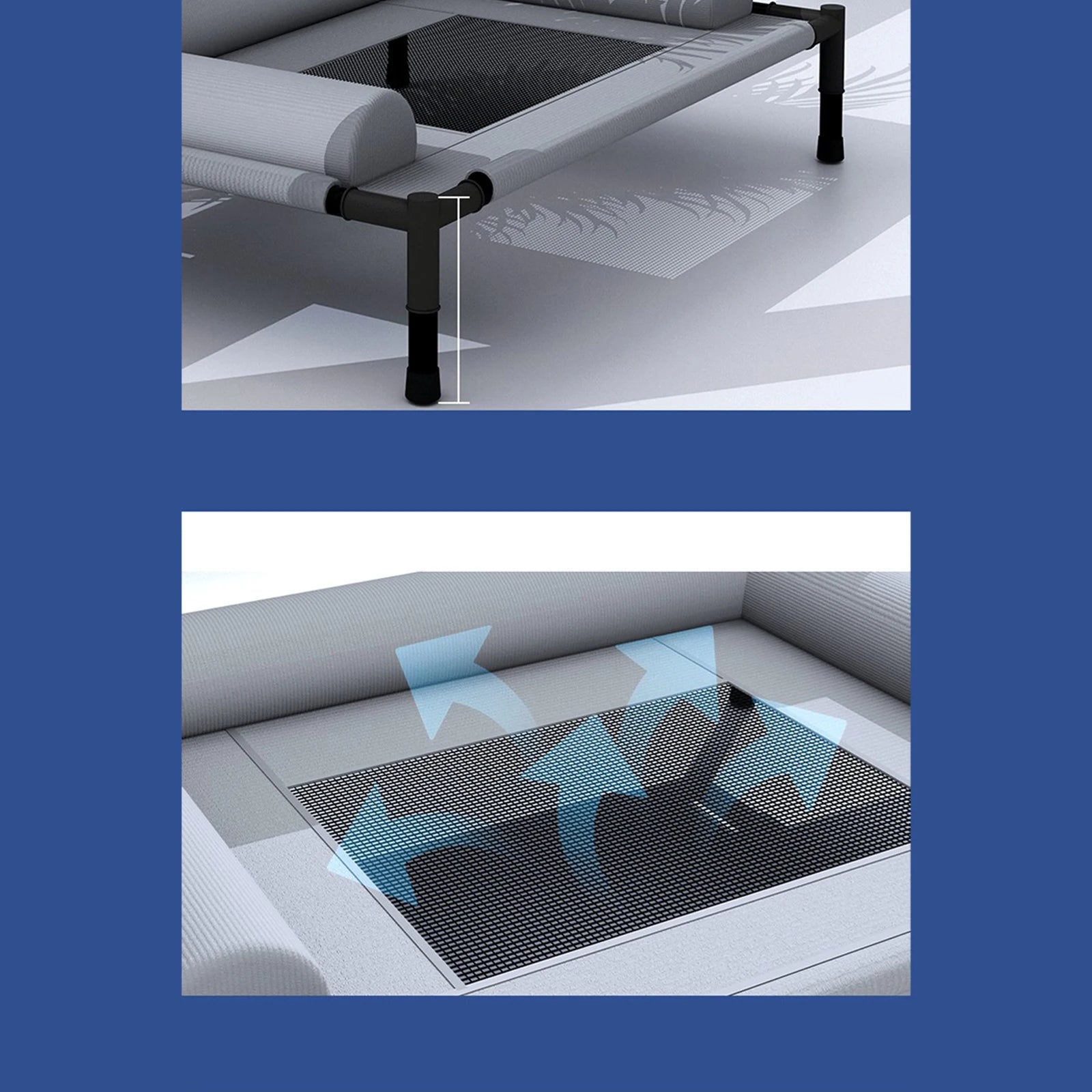 Muebles para mascotas, cama elevada de malla, transpirable con almohada, cama elevada para perros y gatos, extraíble, exterior, Camping, tren para tomar el sol, hogar, césped