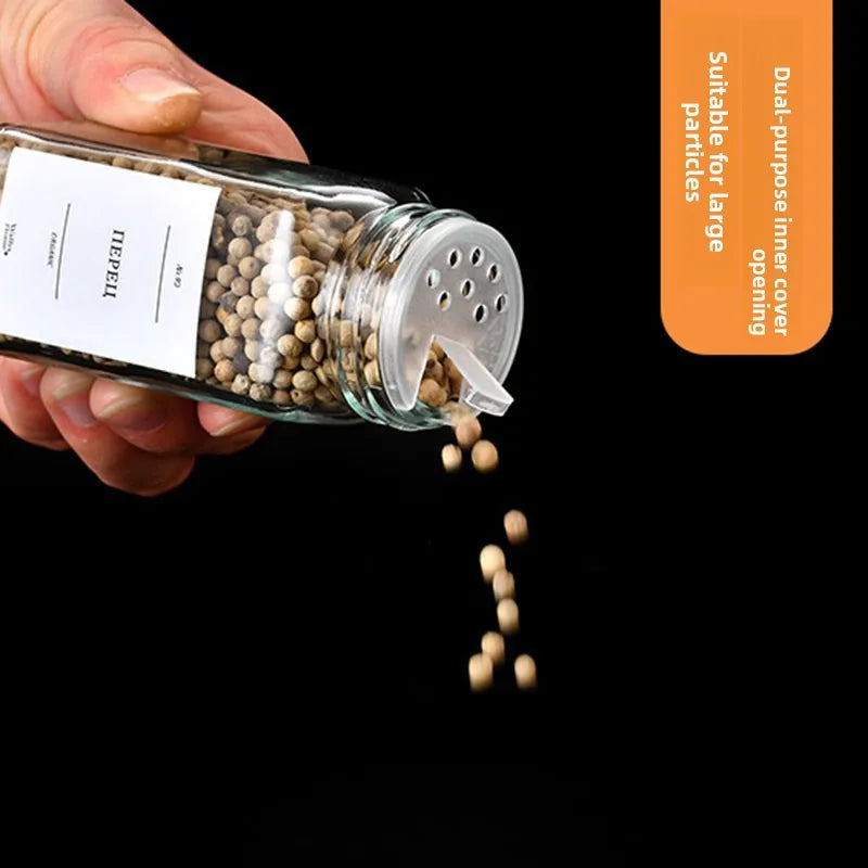 Botella de especias de vidrio para cocina, botella de condimentos para barbacoa con tapa, salero y pimienta, Mini juego de tarros de condimentos