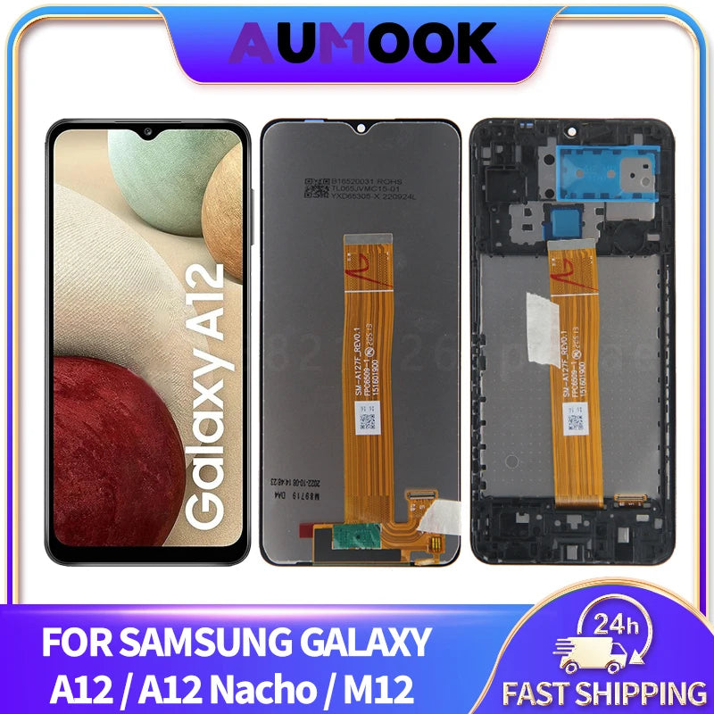 Pantalla LCD de 6,5 pulgadas para Samsung Galaxy A12 A125 A12 Nacho A127 M12 M127, Panel de montaje de digitalizador con pantalla táctil LCD, piezas de reparación
