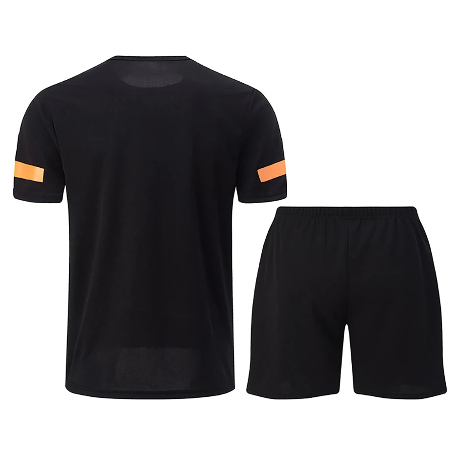 Conjunto de manga corta para hombre de las cuatro estaciones, camiseta estampada de secado rápido para deportes juveniles, Fitness, correr, cómodo e informal, 2 piezas