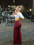 Pantalones de Yoga de Cintura Alta con Control de Abdomen y Pierna Ancha, Leggings de Compresión para Levantar Glúteos para Mujer