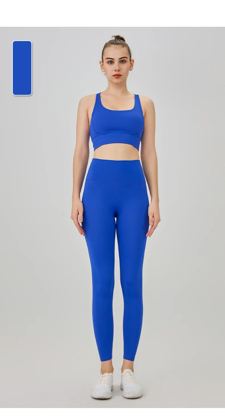 Ropa de Yoga de 2 piezas, chándal para mujer, ropa atlética, traje de Fitness para Pilates, entrenamiento de gimnasio, ropa de realce, Sujetador deportivo, traje de mallas