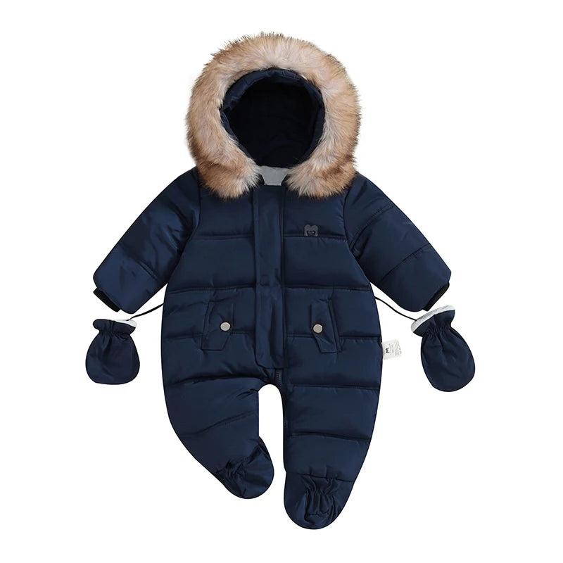 Traje de nieve de invierno para bebé de 0 a 24 meses, mono, abrigo, pelele, prendas de vestir cálidas, mono con capucha para niños y niñas